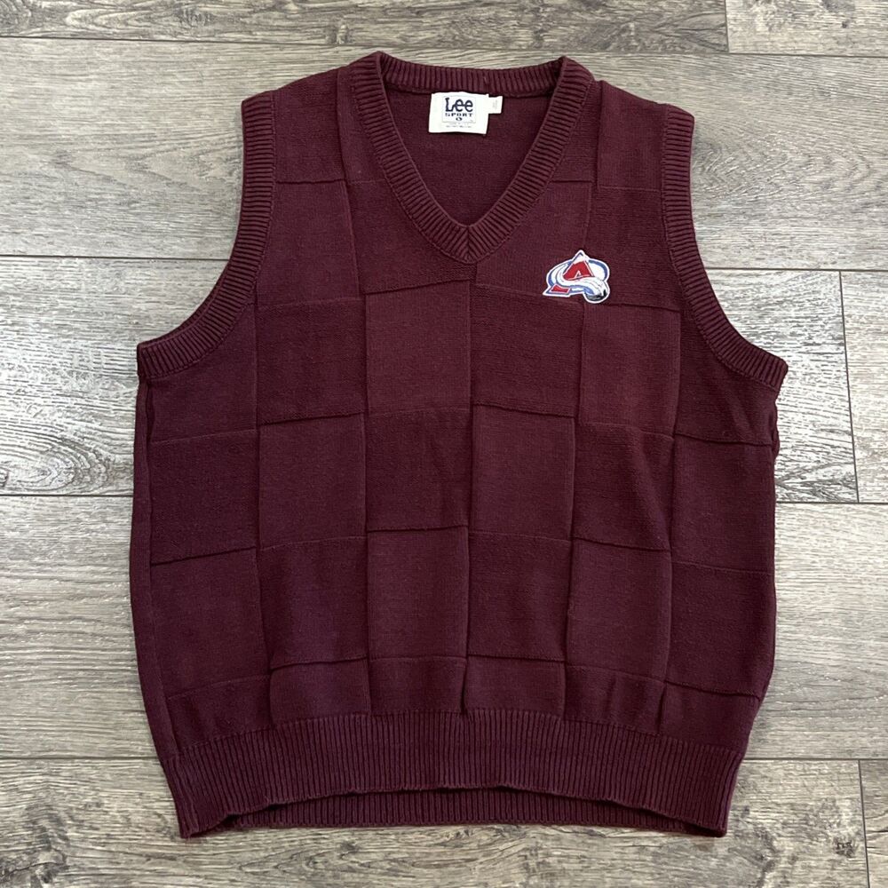 Vintage 90s Lee Sport Nutmeg Colorado Avalanche Burgundy Sweater Vest - Large